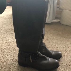 Knee high brown leather boots